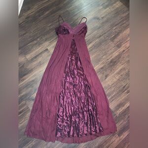 Rebecca vintage Y2K burgandi maxi evening dress size M